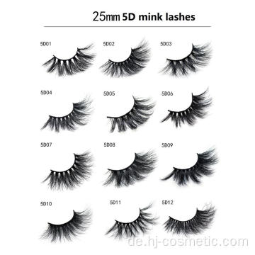 25mm Wimpern Mehrschichtige echte 5D Nerz Wimpern Wimpernverlängerung